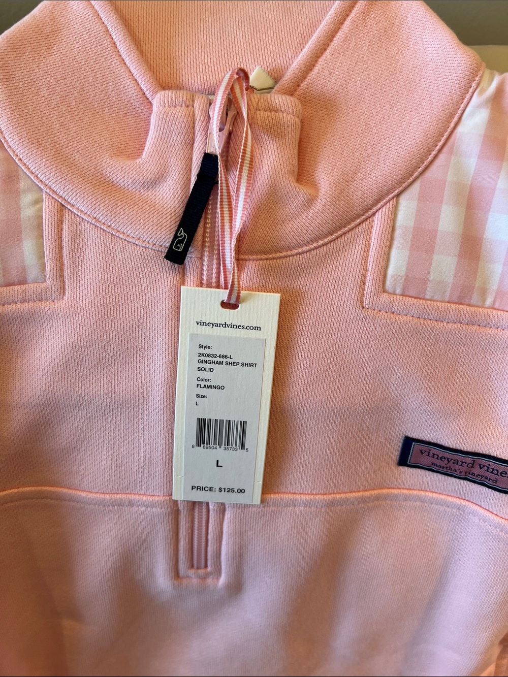NWT Vineyard Vines Shep Shirt Light Pink Quarter-Zip Mock Neck Pullover - Picture 2 of 8